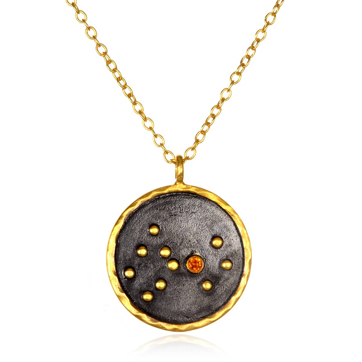 Gunmetal Zodiac Constellation Necklace 18"- Scorpio