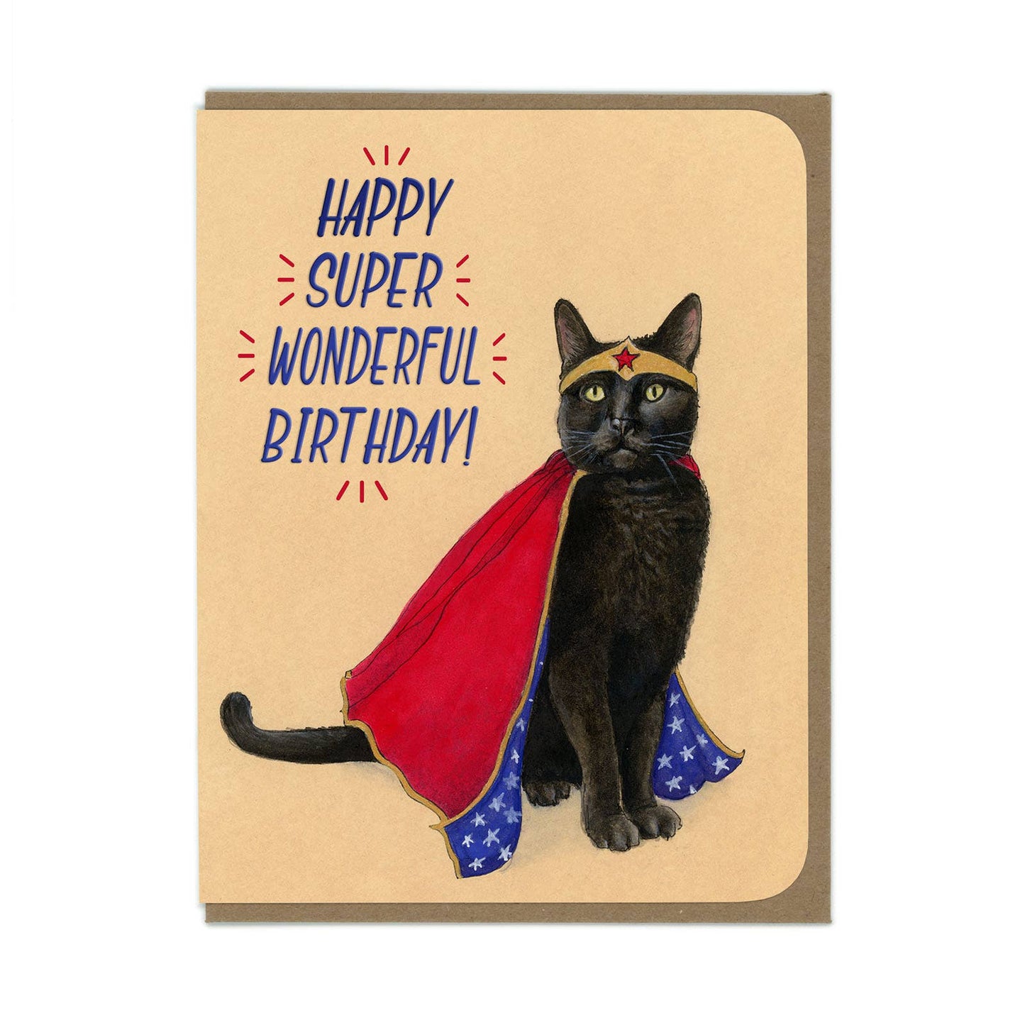 BIRTHDAY Super Hero Kitty Greeting Card