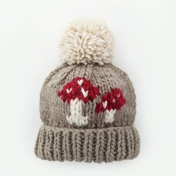 Mushroom Hand Knit Beanie Hat: L (2-6 years)