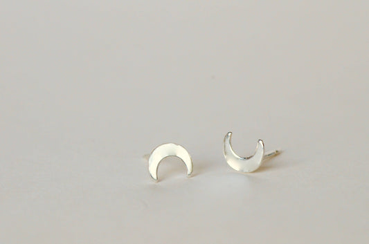Crescent Moon Silver Studs