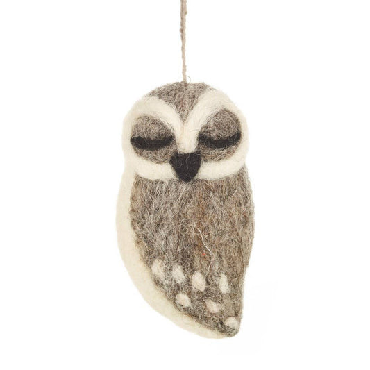 Grey Owl Biodegradable Handmade Hanging Needle Felt Decor