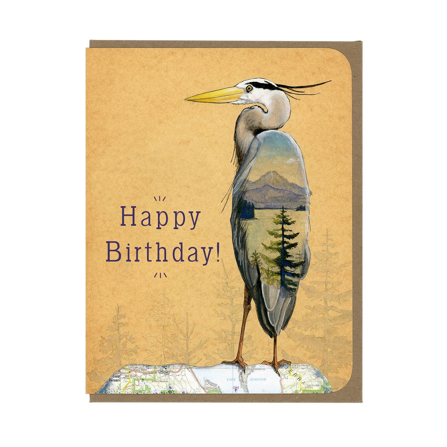 BIRTHDAY Great Blue Heron Greeting Card