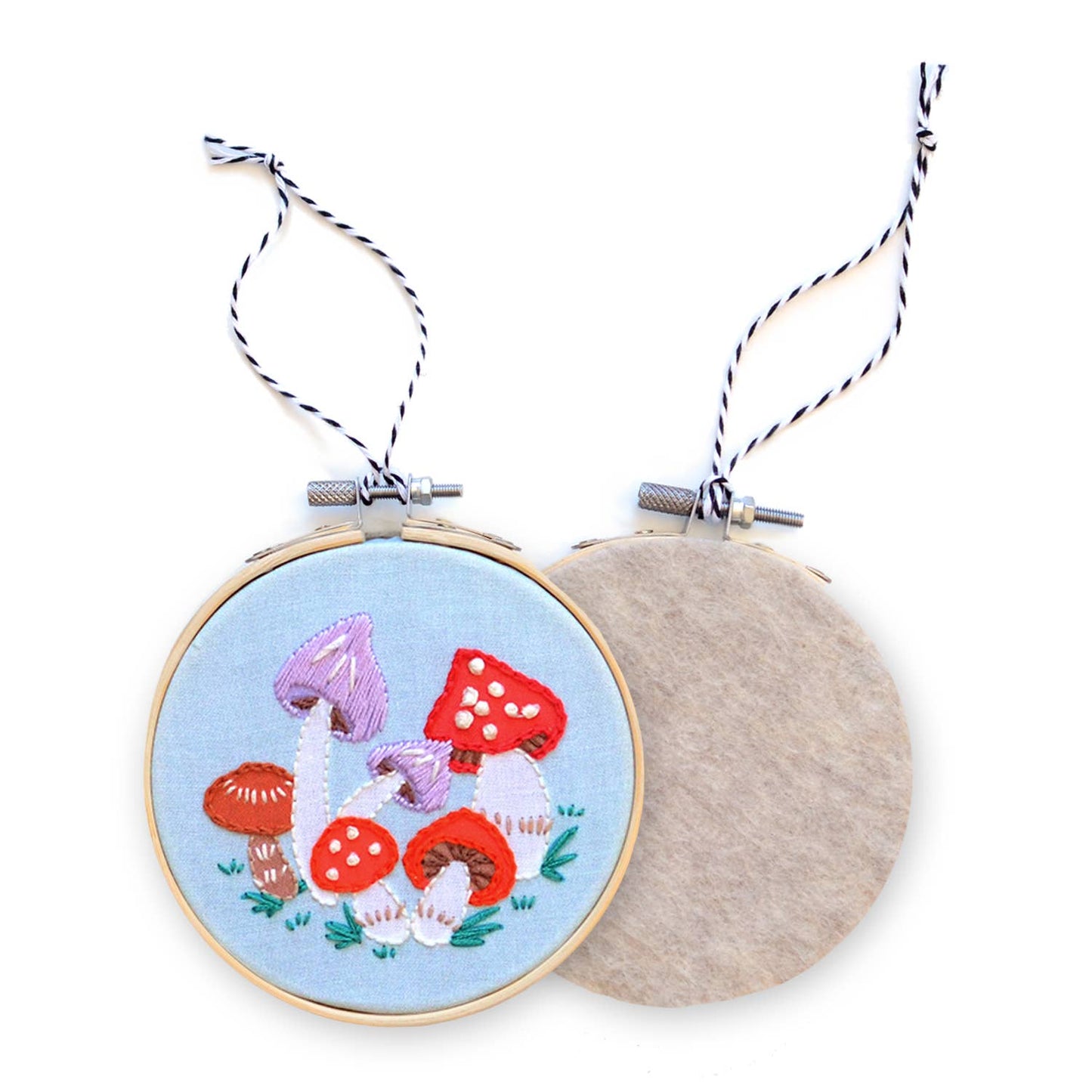 DIY Embroidered Ornament Kit, Mushrooms