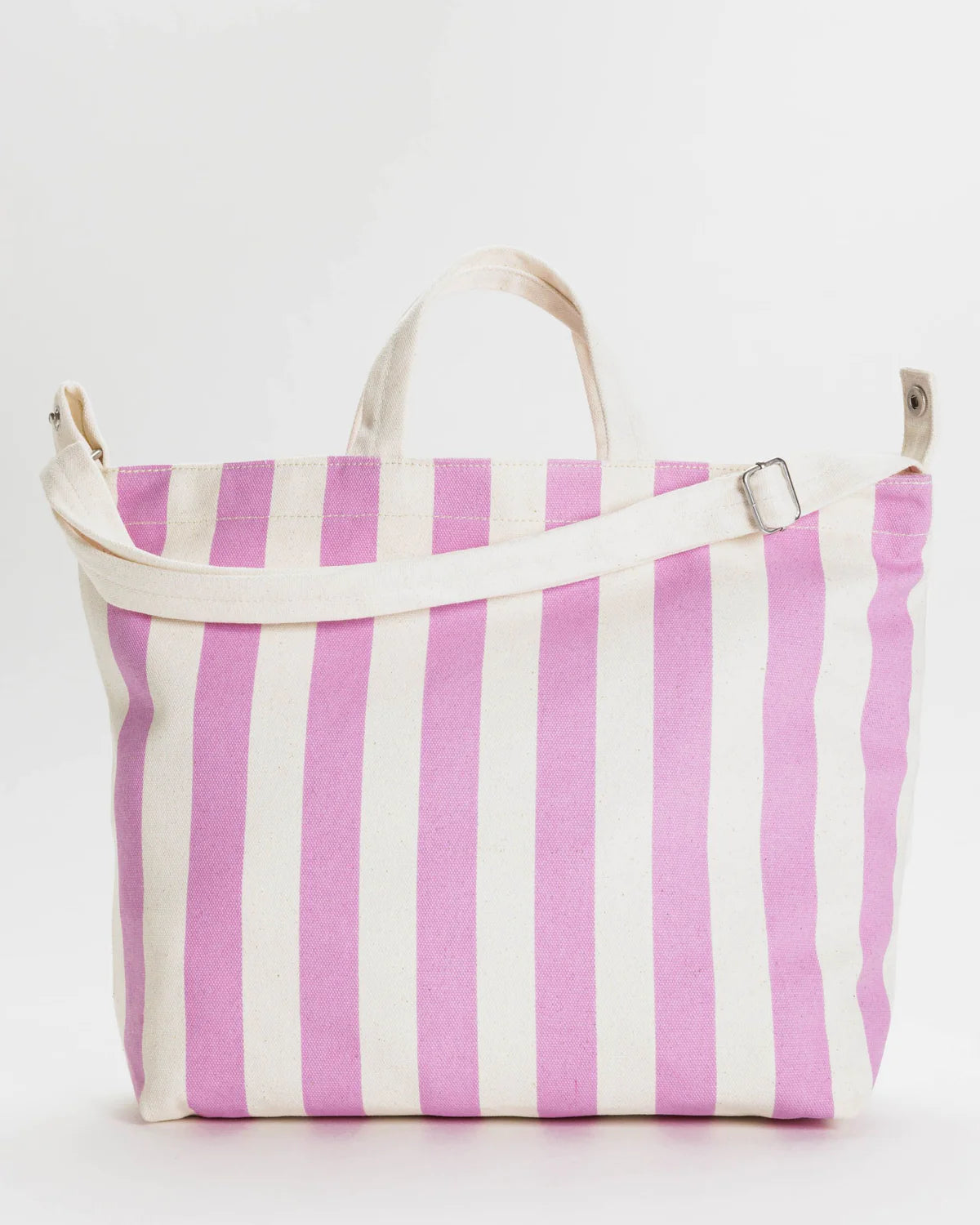 Horizontal Zip Duck Bag- Pink stripe
