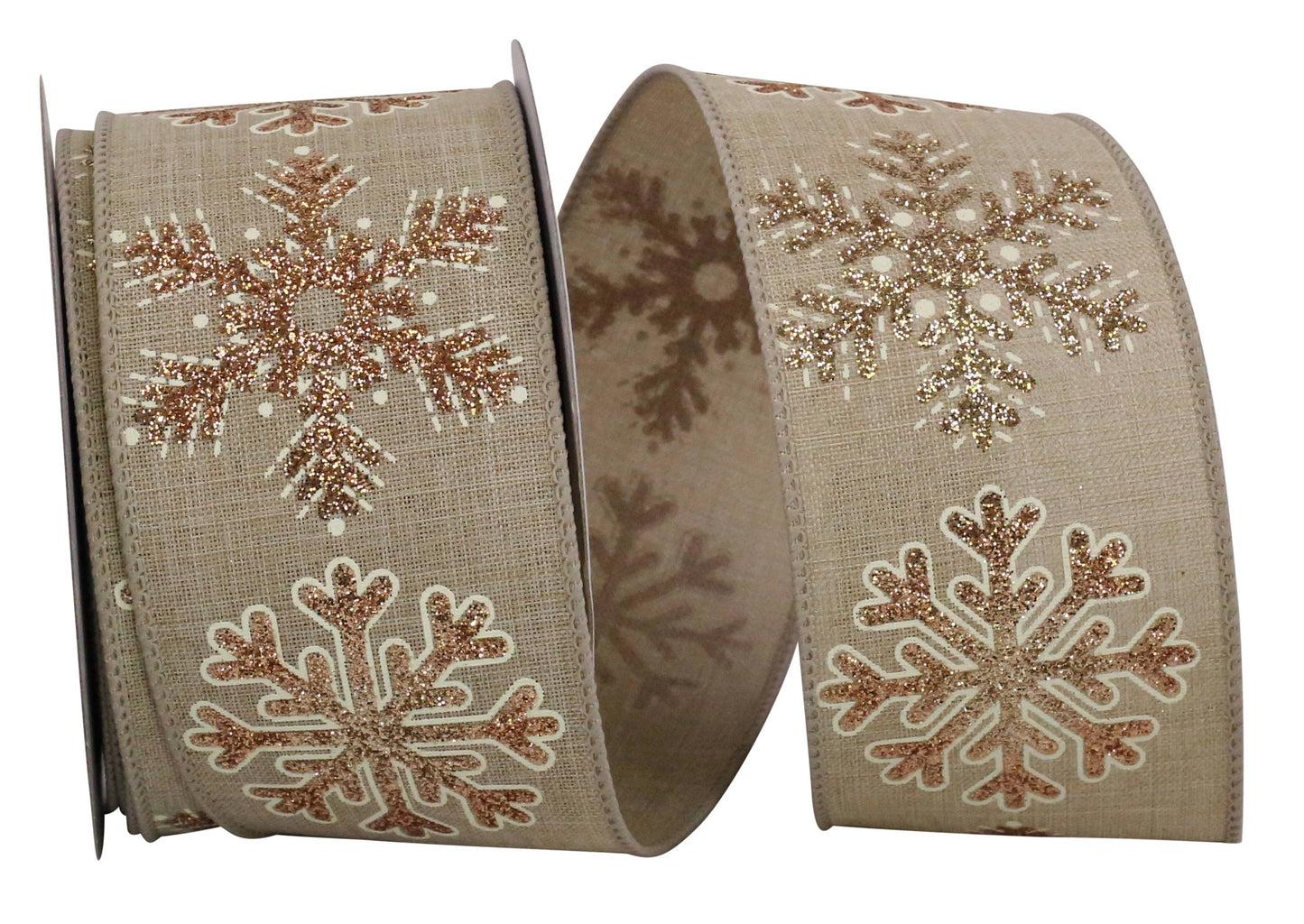 Snowflake Glitter Outlines Linen Wired E