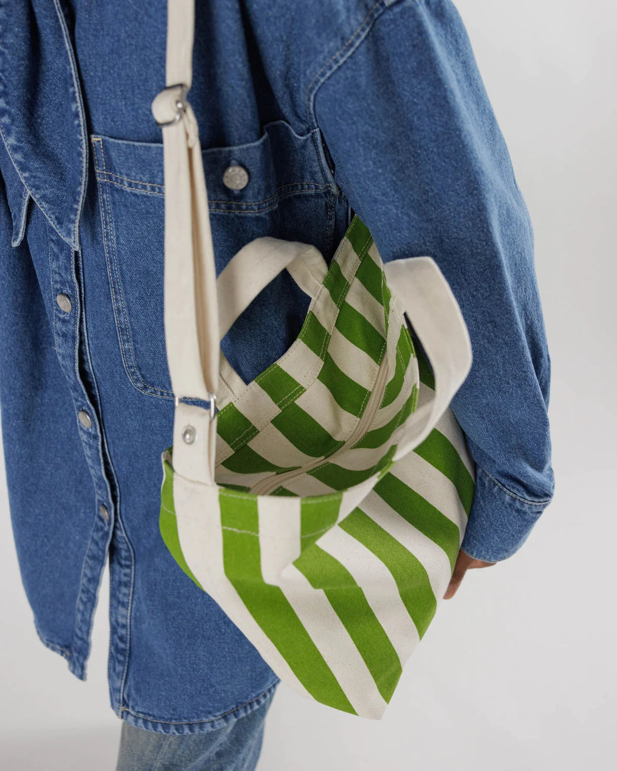 Horizontal Zip Duck Bag-Green Awning Stripe