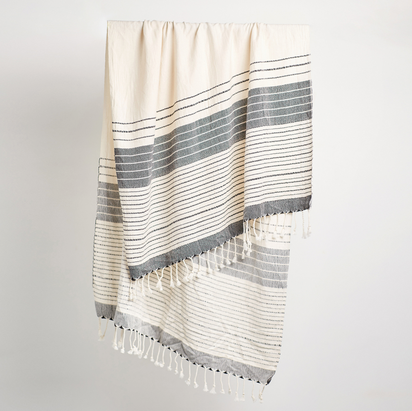 Tribal Variegated Towel | Natural with Black Stripes