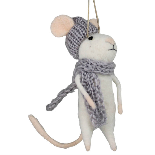 Mouse with Scarf Ornament, Felt