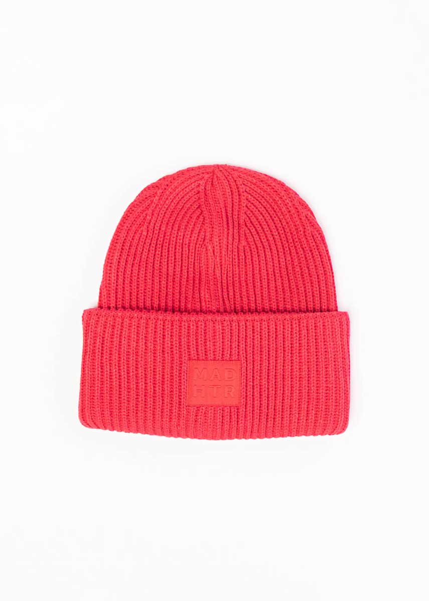 Adult Mad Hatter Ribbed Knit Beanie - Red