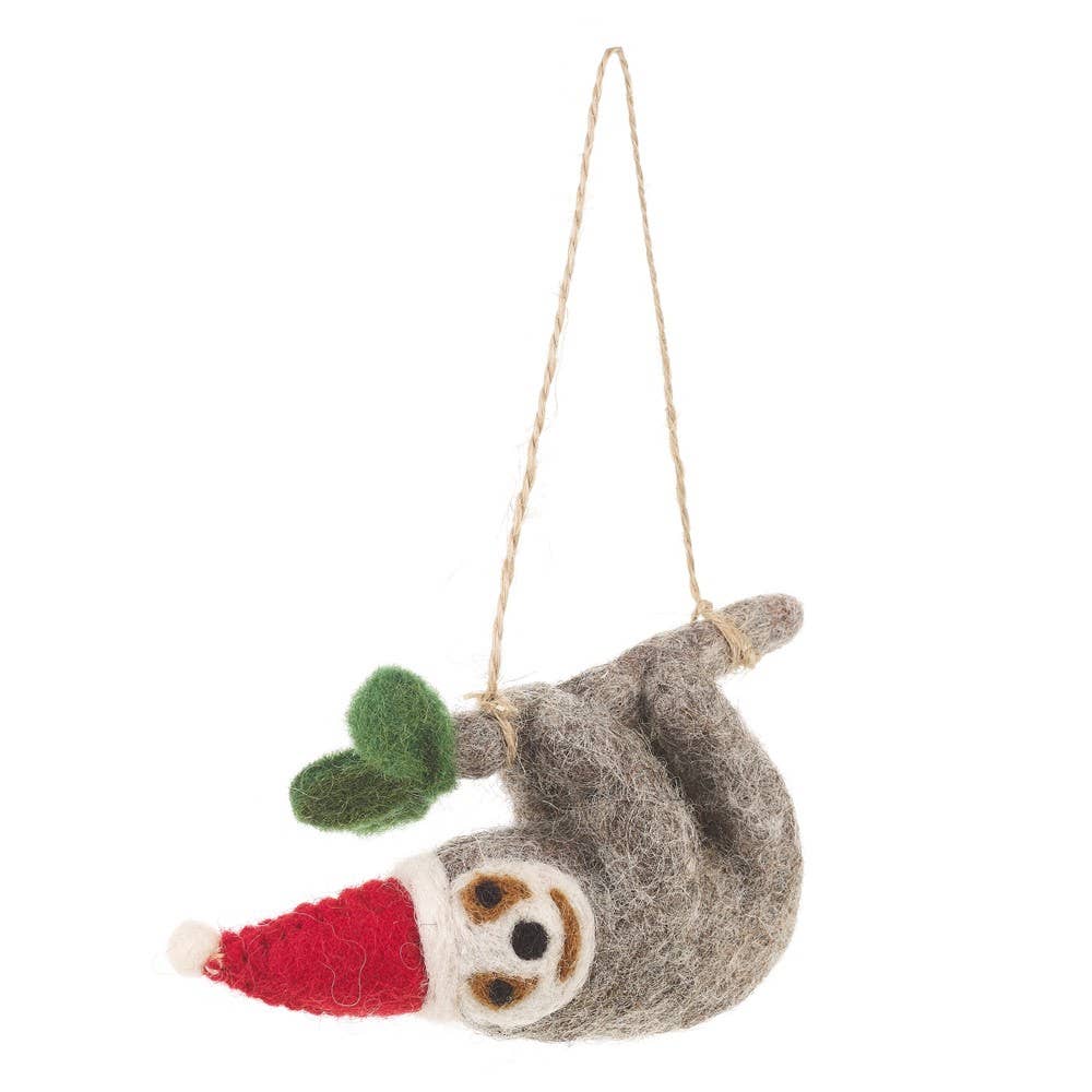 Handmade Felt Biodegradable Christmas Sloth Tree Hanging